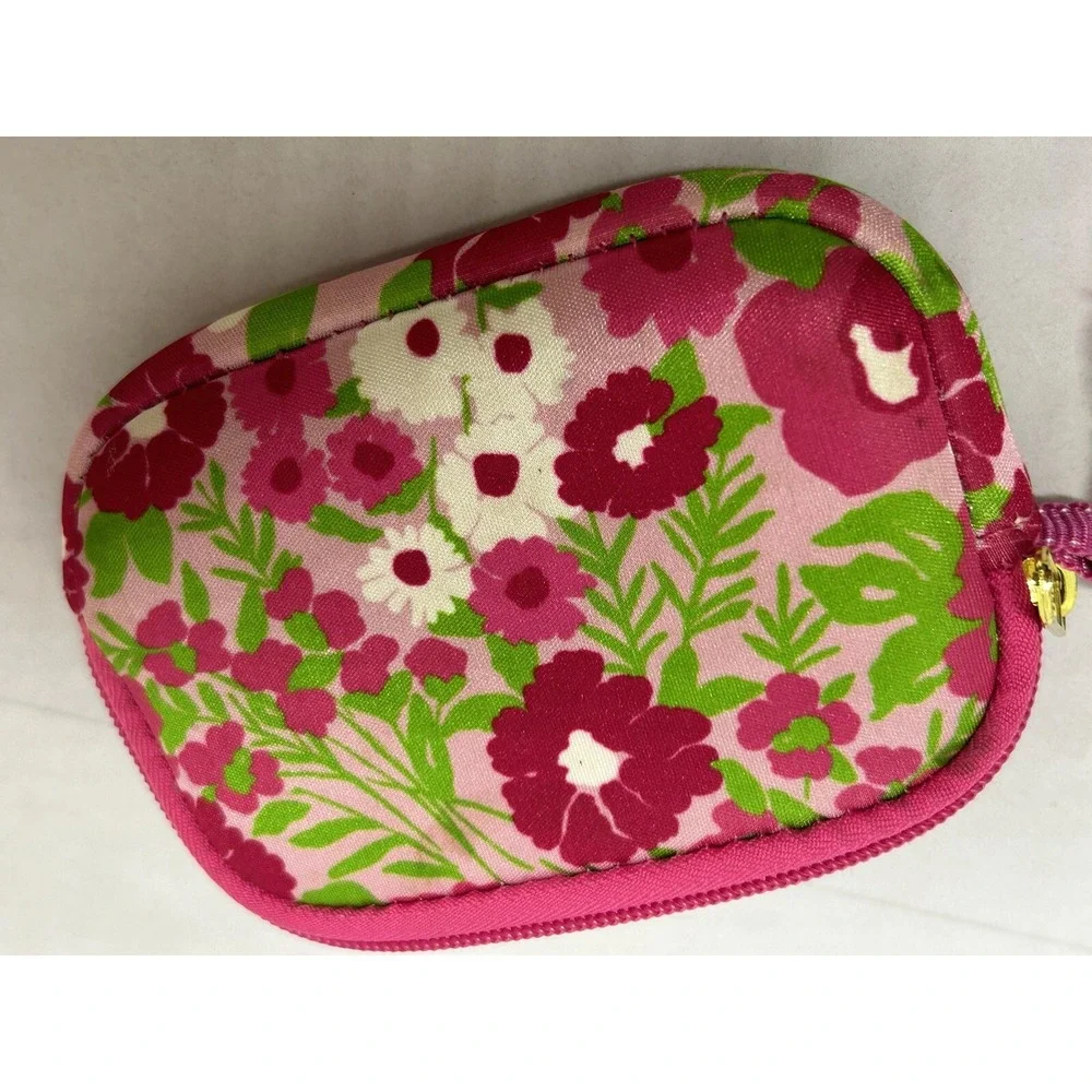 Lilly Pulitzer Tech Case Pink Floral‎ Neoprene Zip Pouch Wristlet 5 x 3.5